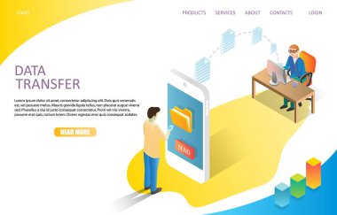 Açılış sayfası Web sitesi vektör şablonu veri aktarımı