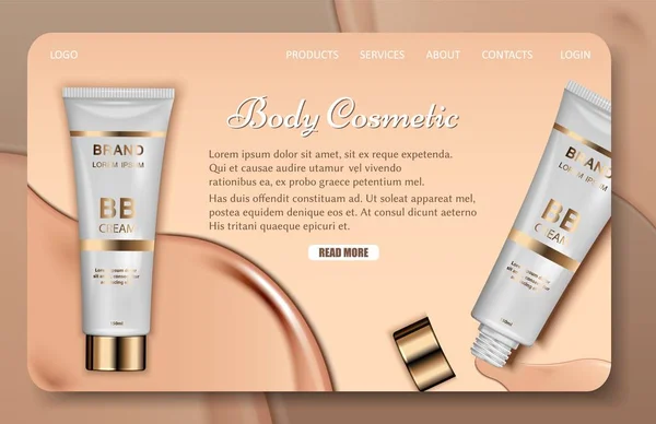 Body cosmetic landing page sito web modello vettoriale — Vettoriale Stock