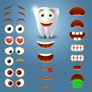 Diş emoji maker, gülen yaratıcısı vektör çizim