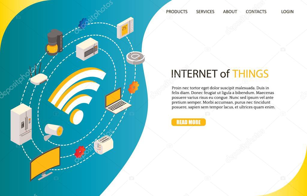 Internet of things landing page website vector template