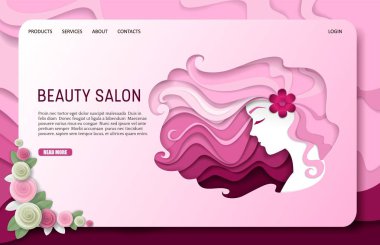Güzellik Salonu açılış sayfası Web sitesi şablonu vektör kağıt kesme