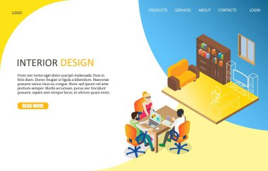İç tasarım açılış sayfası Web sitesi vektör şablonu