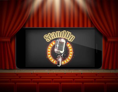 Standup gösteri online vektör poster afiş şablon