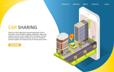 Araba servisi açılış sayfası Web sitesi vektör şablonu paylaşımı