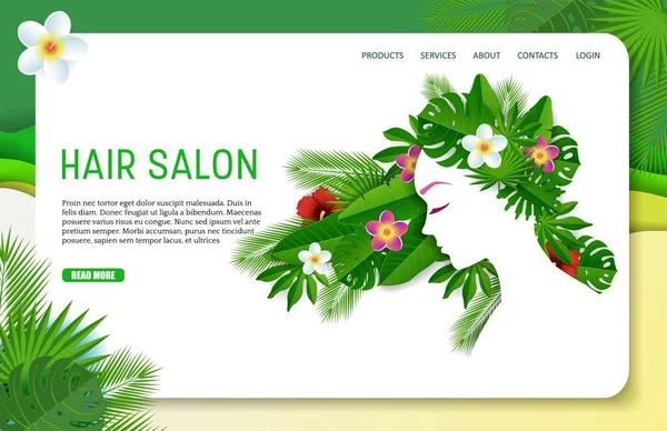 Vector papper skära hår salong landning sida webbplats mall — Stock vektor