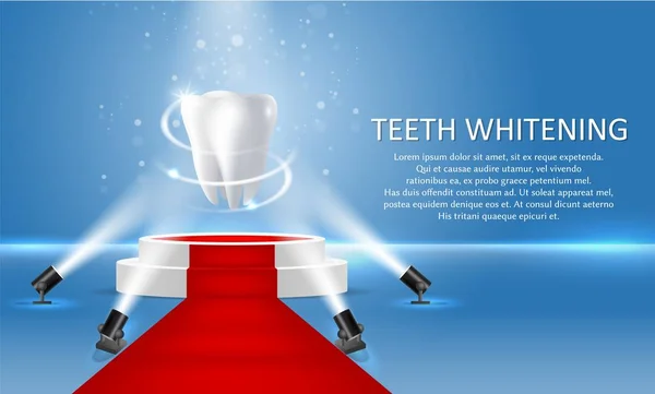 Teeth whitening vector poster or banner template — Stock Vector
