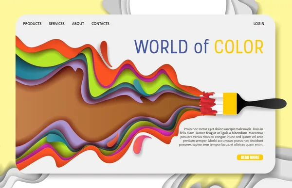 Mundo de color landing page página web vector plantilla — Archivo Imágenes Vectoriales