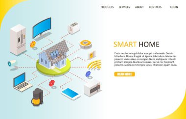 Akıllı ev açılış sayfası Web sitesi vektör şablonu