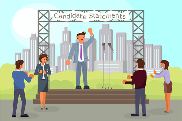 Pre-election campaign concept vector flat style illustration