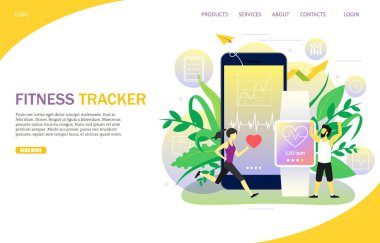 Fitness izci açılış sayfası Web sitesi vektör şablonu