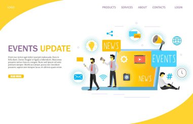 Update Events açılış sayfası Web sitesi vektör şablonu