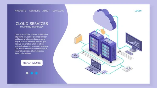 Cloud Services Landing Page Website Vektorvorlage — Stockvektor