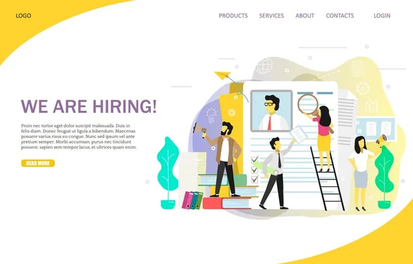 ランディング ページのウェブサイト ベクトル テンプレートを雇っています。 — ストックベクタ