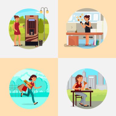 İnsanlar çeşitli bağımlılık vektör düz çizim ile