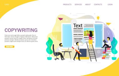 Copywriting blog açılış sayfası Web sitesi vektör şablonu