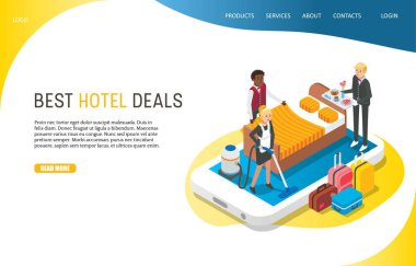 Açılış sayfası Web sitesi vektör şablonu en iyi otel fiyatları