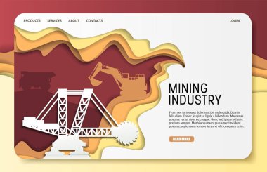 Sayfa web sitesi şablonu açılış madencilik sektörü vektör kağıt kesme