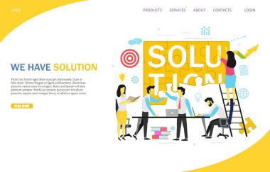 İş çözüm açılış sayfası Web sitesi vektör şablonu