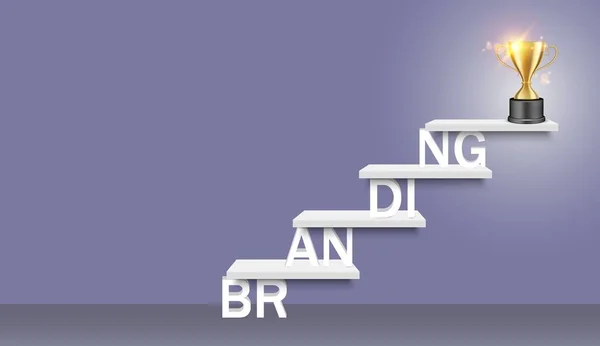 브랜딩 단어 사다리 트로피 컵 벡터 현실적인 일러스트 — 스톡 벡터