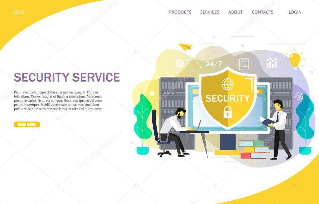 Online security services landing page website vector template
