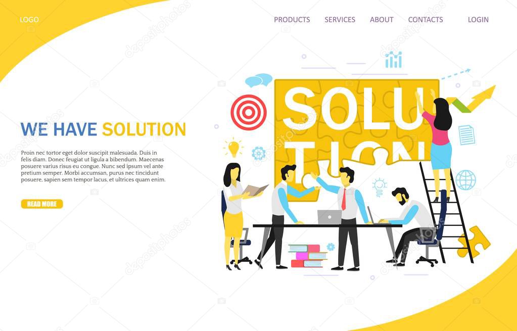 Business solution landing page website vector template