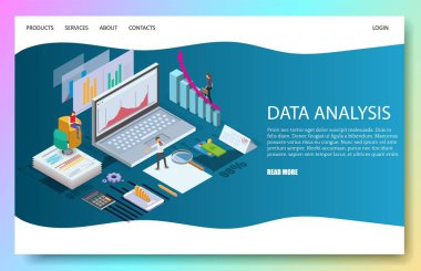 Veri analiz vektör Web sitesi açılış sayfası tasarım şablonu