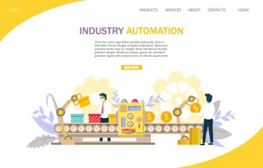 Endüstri otomasyon vektör Web sitesi açılış sayfası tasarım şablonu