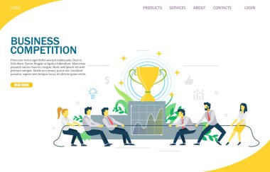 İş yarışma vektör Web sitesi açılış sayfası tasarımı şablonu