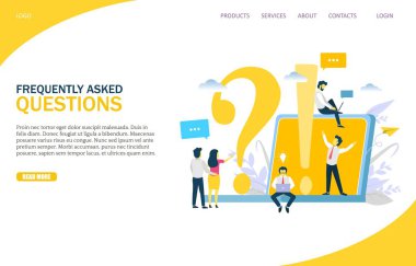 Sık sorulan sorular vektör Web sitesi açılış sayfası tasarım şablonu