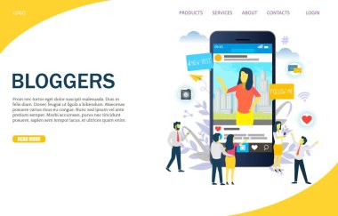 Blogcular vektör Web sitesi açılış sayfası tasarım şablonu