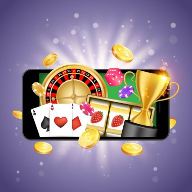 Mobil casino vektör poster afiş tasarım şablonu