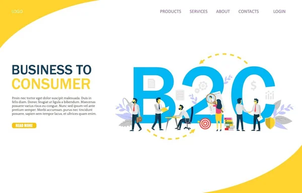 Business to Consumer Vektor Website Landing Page Design-Vorlage — Stockvektor