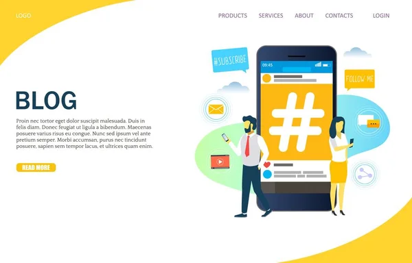 Blog vetor site modelo de design de landing page —  Vetores de Stock