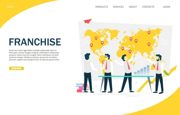 Franchise Vector Website Sjabloon Webpagina Bestemmingspagina Design Voor Website Mobiele — Stockvector