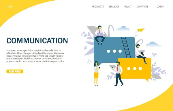 Communication Vector Website Template Web Page Landing Page Design Website — Stock Vector