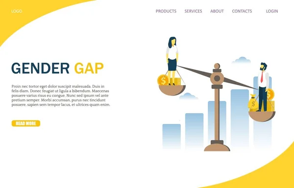 Gender Gap Vektor Website Landing Page Design Vorlage — Stockvektor