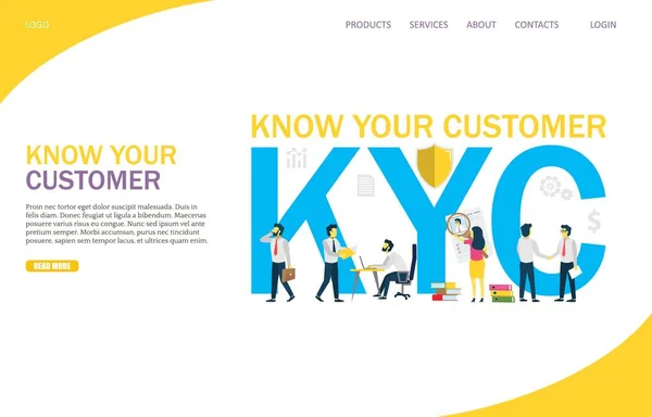 Know your customer vector website landing page design template — Stock Vector