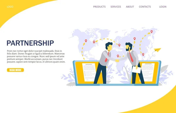 Partnerschaft Vektor Website Landing Page Design-Vorlage — Stockvektor