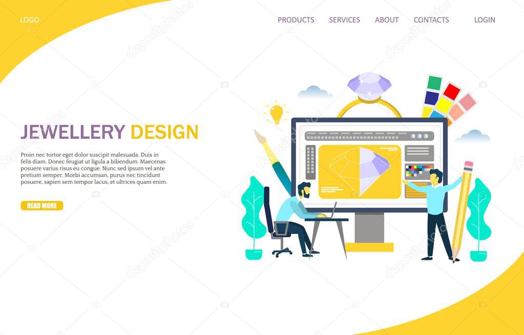 Jewellery design vector website landing page template