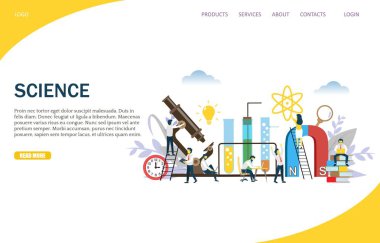 Bilim vektör Web sitesi açılış sayfası tasarım şablonu