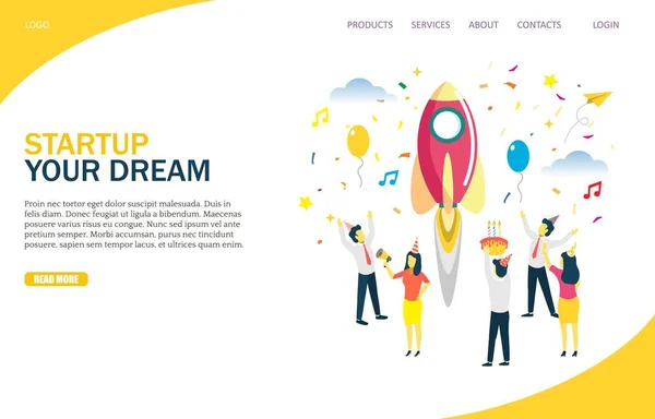 Startup-Vektor Website Landing Page Design-Vorlage — Stockvektor