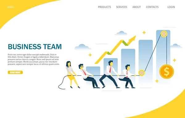 Шаблон дизайна целевой страницы веб-сайта бизнес-команды — стоковый вектор