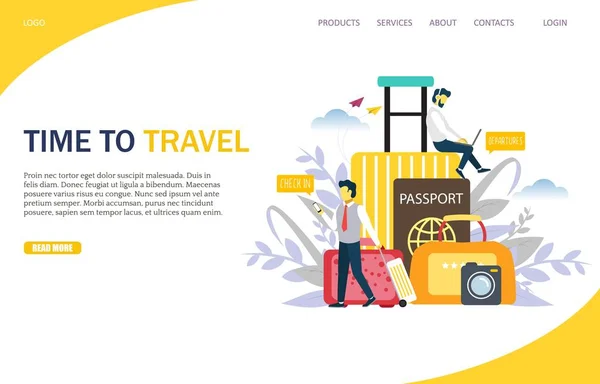 Reise-Vektor Website Landing Page Design-Vorlage — Stockvektor