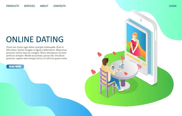 Online-Dating-Vektor Website Landing Page Design-Vorlage — Stockvektor