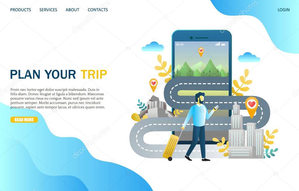 Plan your trip vector website landing page design template
