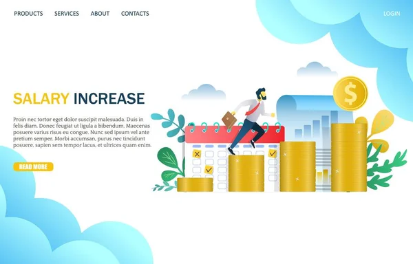 Modelo de design de landing page do site vetorial de aumento salarial —  Vetores de Stock