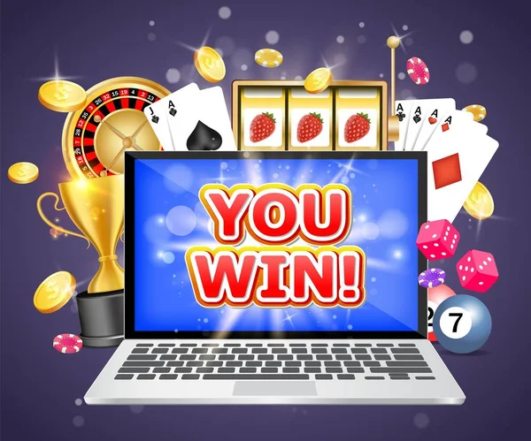 Vyhrajte casino vektorové plakátu nápis šablony návrhu — Stockový vektor