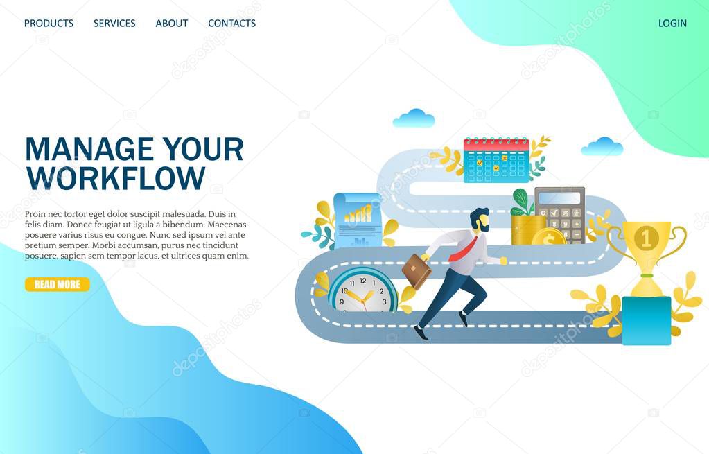 Manage your workflow vector website landing page design template