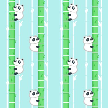 Sevimli küçük panda ile vektör seamless modeli