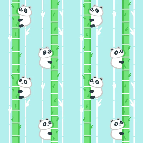 Vektor varrat nélküli mintát aranyos kis panda — Stock Vector